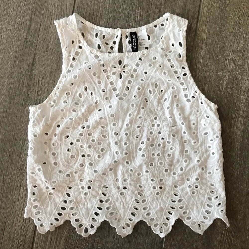 H&M White Lace Crop Top